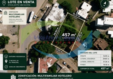 GESELL SUR - A METROS DE AVENIDA 3 - LOTE MULTIFAMILIAR HOTELERO EN VENTA 